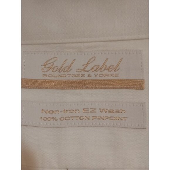 Roundtree Yorke Gold Label Dress Shirt 19 (3XL) Tall White Non Iron EZ Wash - Picture 9 of 13